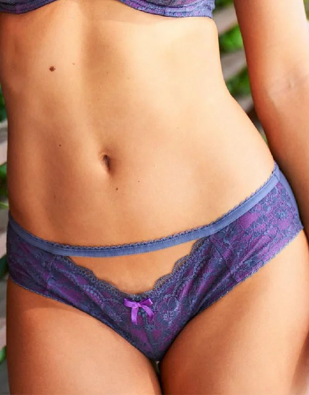 Women’s high-waist lace panties-Pour Moi Instinct Brief Grey Silver/Purple