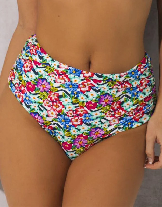 Women’s invisible cotton thong-Pour Moi Wonderland Ruched Control Bikini Brief Multi