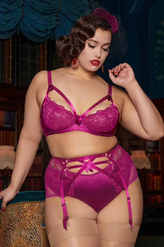 Women’s quick-dry lace panties-Madame X Magenta Plunge Curve Bra