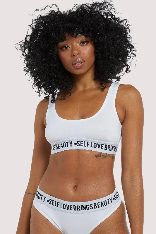 Women’s seamless laser-cut panties-Self Love White Crop top