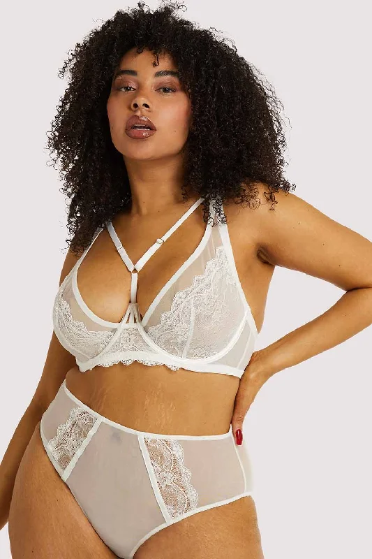 Women’s delicate microfiber panties-Leslie White High Apex Bra