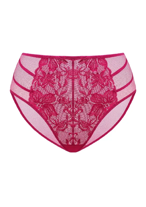 Women’s seamless shaping underwear-Pretty In Petals Red High-Rise Lace Brief Underwear