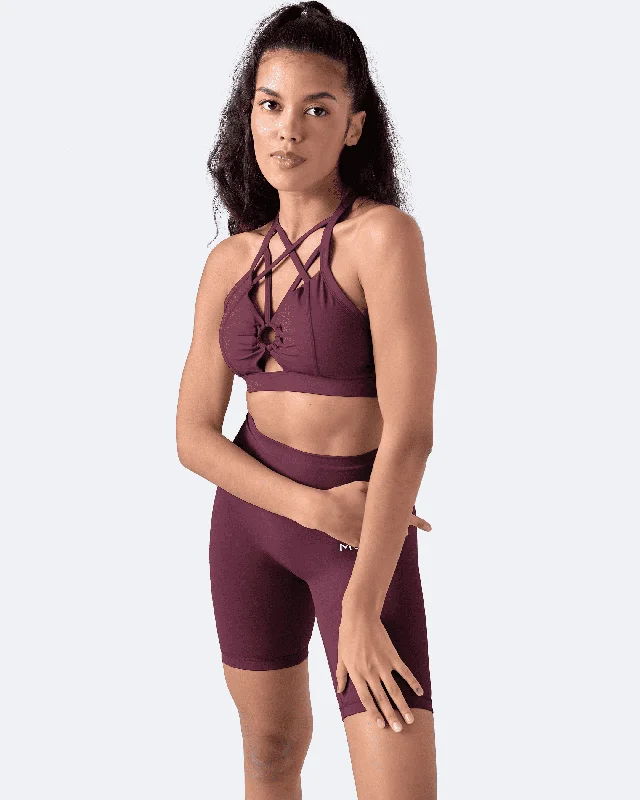 Women’s cozy cotton bikini-Burgundy Criss Cross Front Top