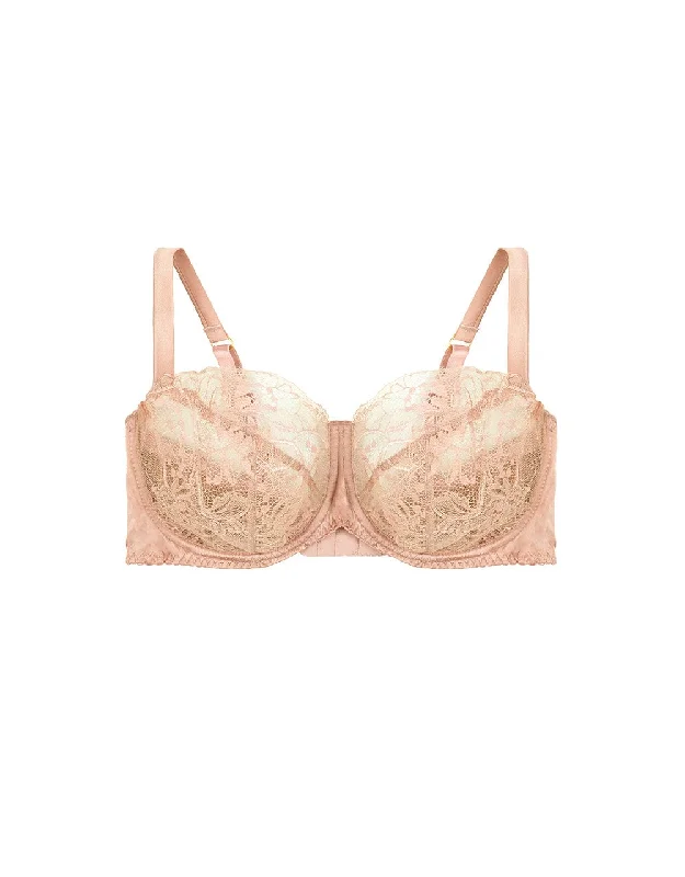 Women’s breathable satin thong-Signature Lace Balcony Bra Curve - Blush