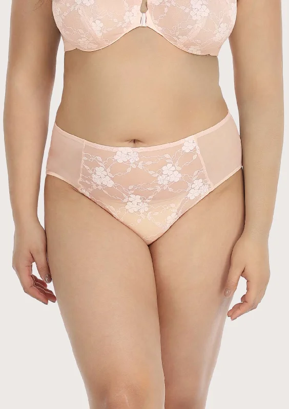 Women’s high-rise shaping briefs-Spring Romance High-Rise Dusty Peach Lace Brief Underwear