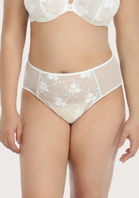 Women’s polka-dot lace briefs-Spring Romance High-Rise White Lace Brief Underwear