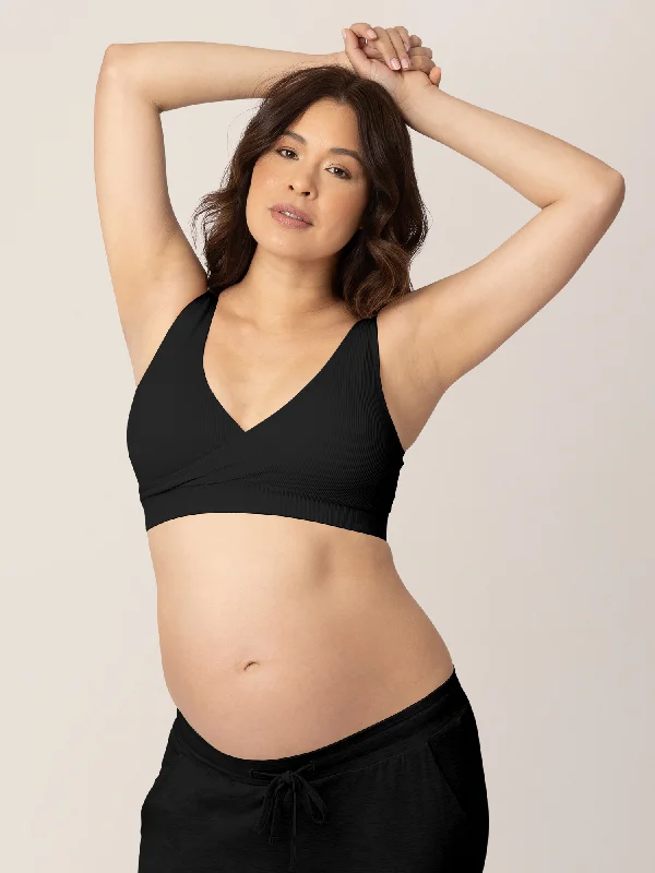 Women’s seamless hipster underwear-Sublime® Adjustable Crossover Nursing & Lounge Bra | Black