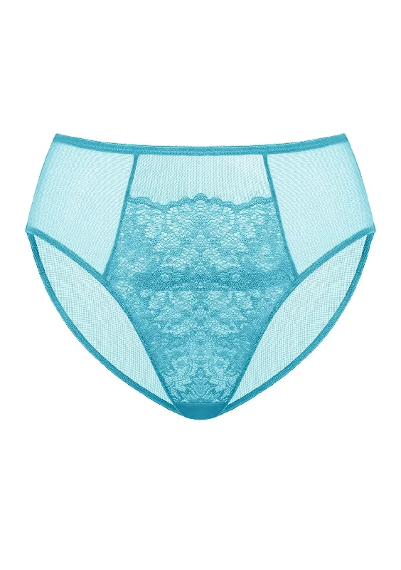 Women’s bold stripe hipster-Sunflower High-Rise Horizon Blue Lace Brief Underwear