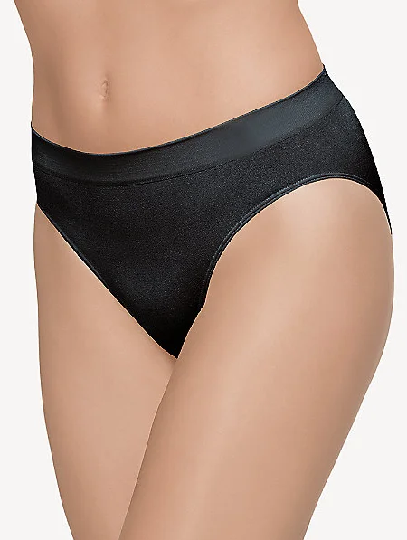 Women’s silky lace-trim thong-Wacoal B-Smooth Seamless Hi-Cut Brief - Black