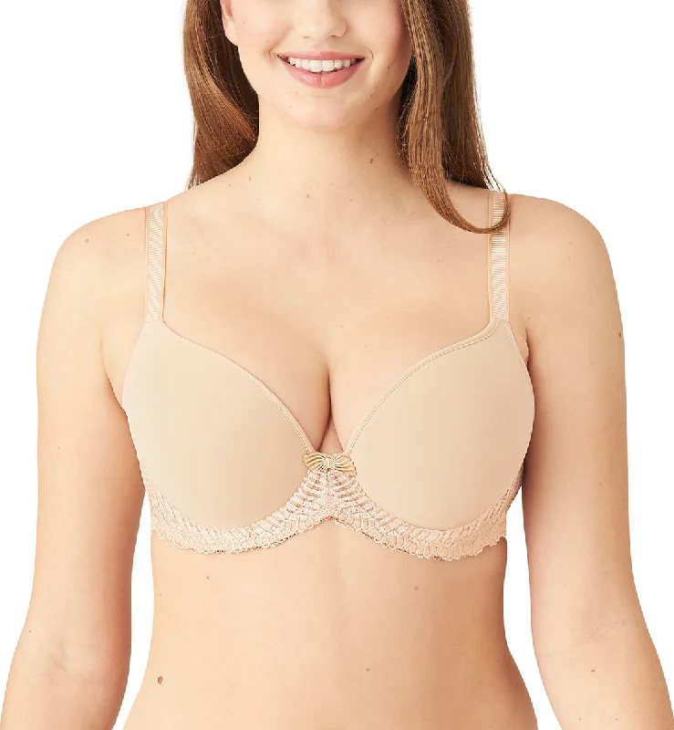 Women’s soft boyshort underwear-Wacoal La Femme Contour Plunge Underwire T-Shirt Bra (853117) - Natural Nude