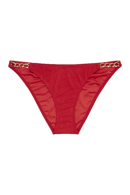 Women’s bold print bikini panties-Red chain hipster brief