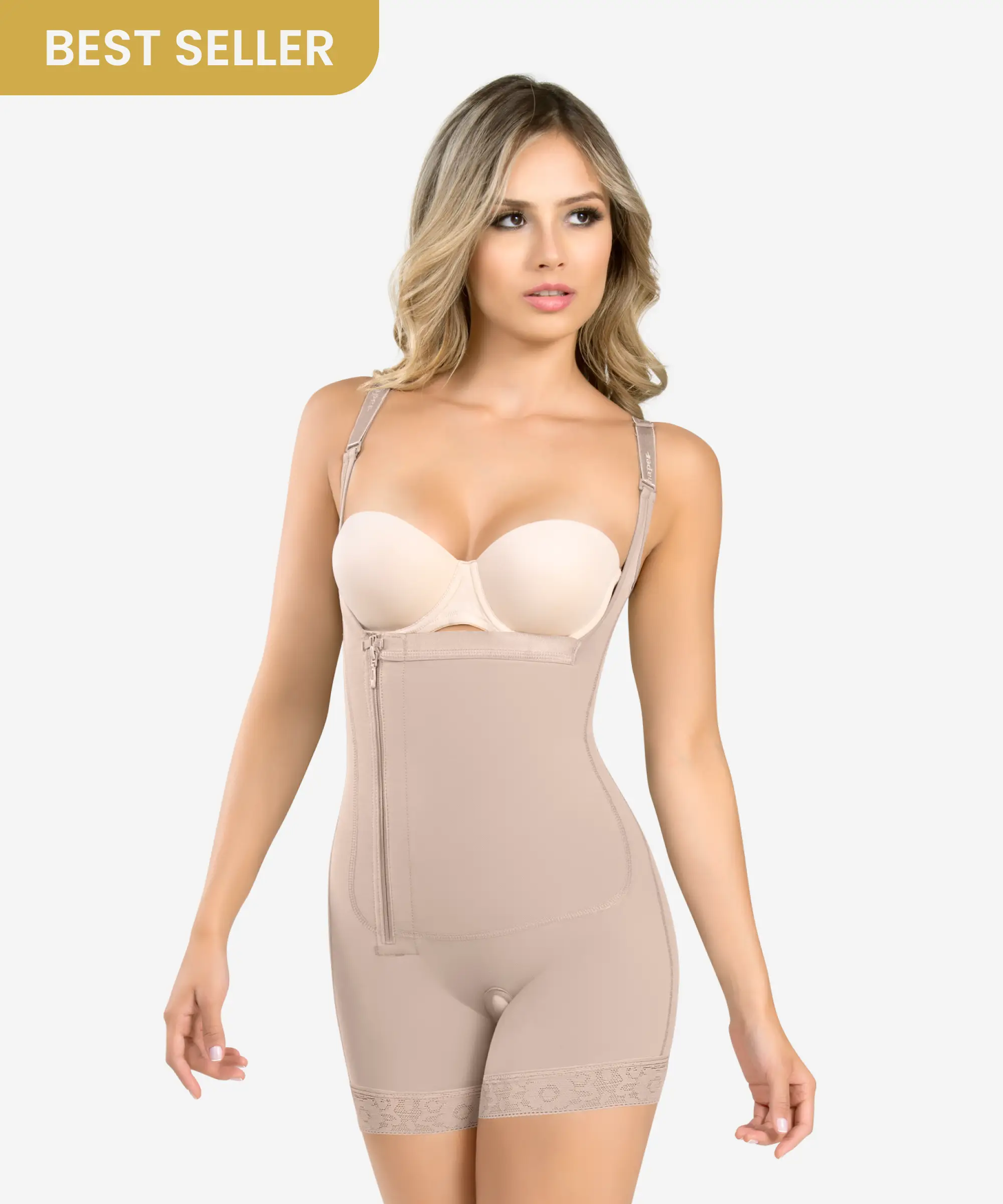 Women’s soft microfiber briefs-Braless compression bodysuit - Style 435