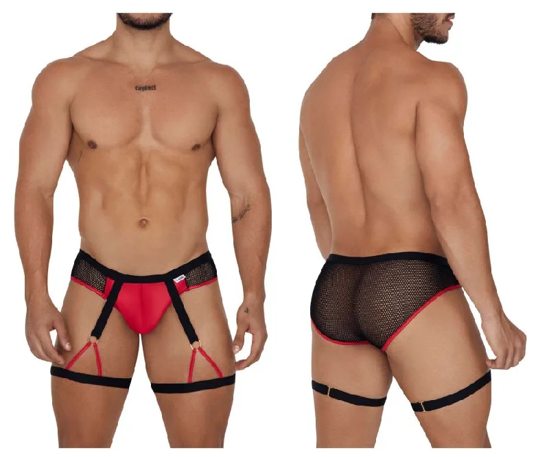 Men’s cotton-blend trunks-CandyMan 99684 Garter Briefs Color Black-Red