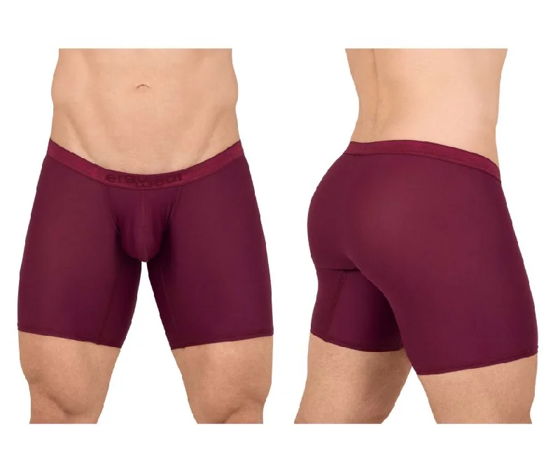 Men’s stretchy microfiber boxers-ErgoWear EW1659 SLK Boxer Briefs Color Burgundy