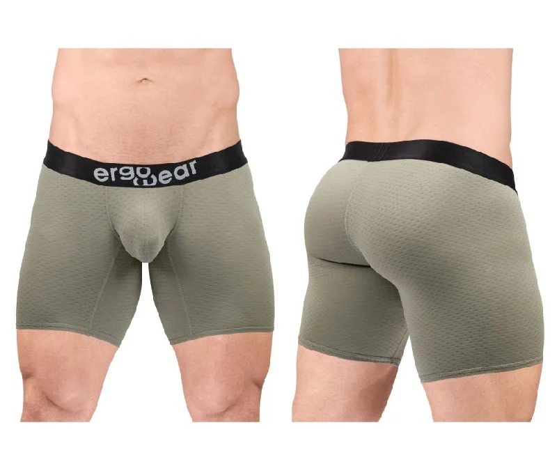 Men’s quick-dry cotton-blend boxers-ErgoWear EW1680 MAX FLOW Boxer Briefs Color Smoke Green