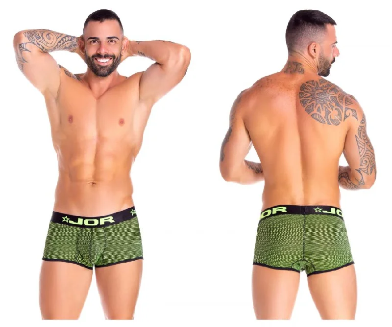 Men’s anti-slip cotton trunks-JOR 0817 Neon Boxer Briefs Color Black