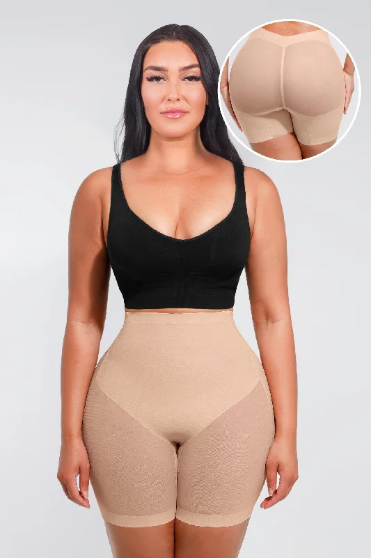 Women’s soft modal boyshorts-Madison - Tummy Slimming Low Back Mesh Butt Lifter