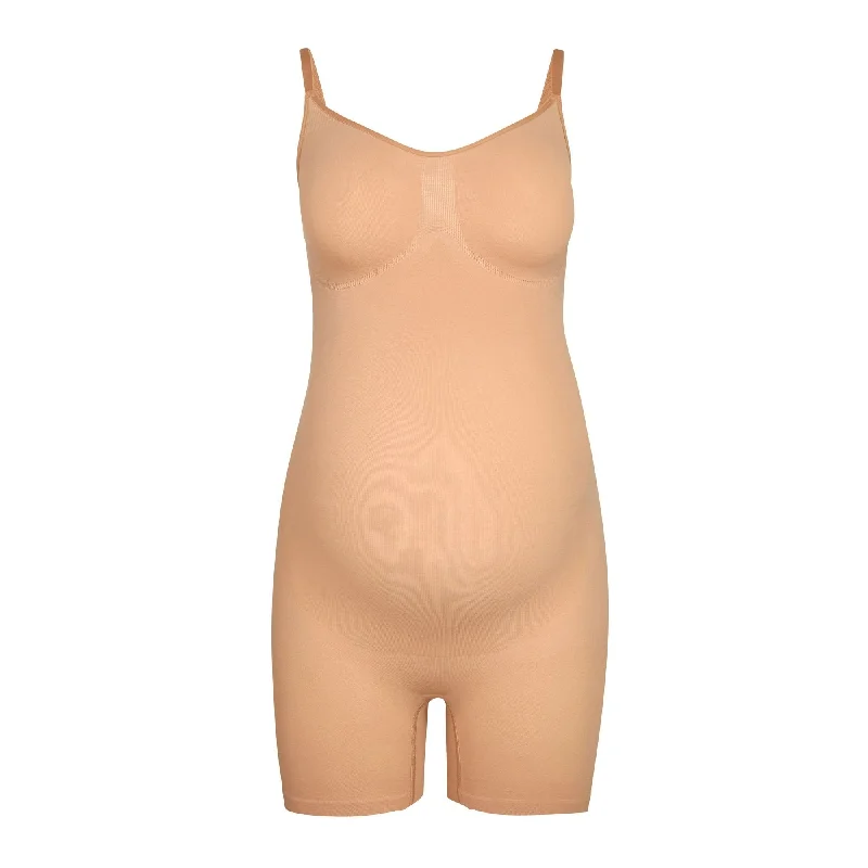 Women’s quick-dry hipster panties-MATERNITY SCULPTING BODYSUIT MID THIGH | OCHRE