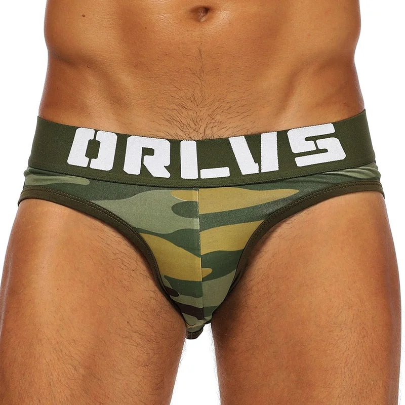 Men’s trendy checkered boxers-Men's ORLVS Camo BriefJock Jockstrap