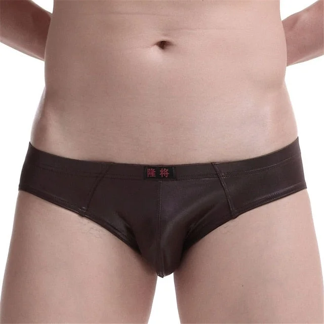 Men’s bold print boxer briefs-Men's Vegan Faux Leather Low Rise Brief