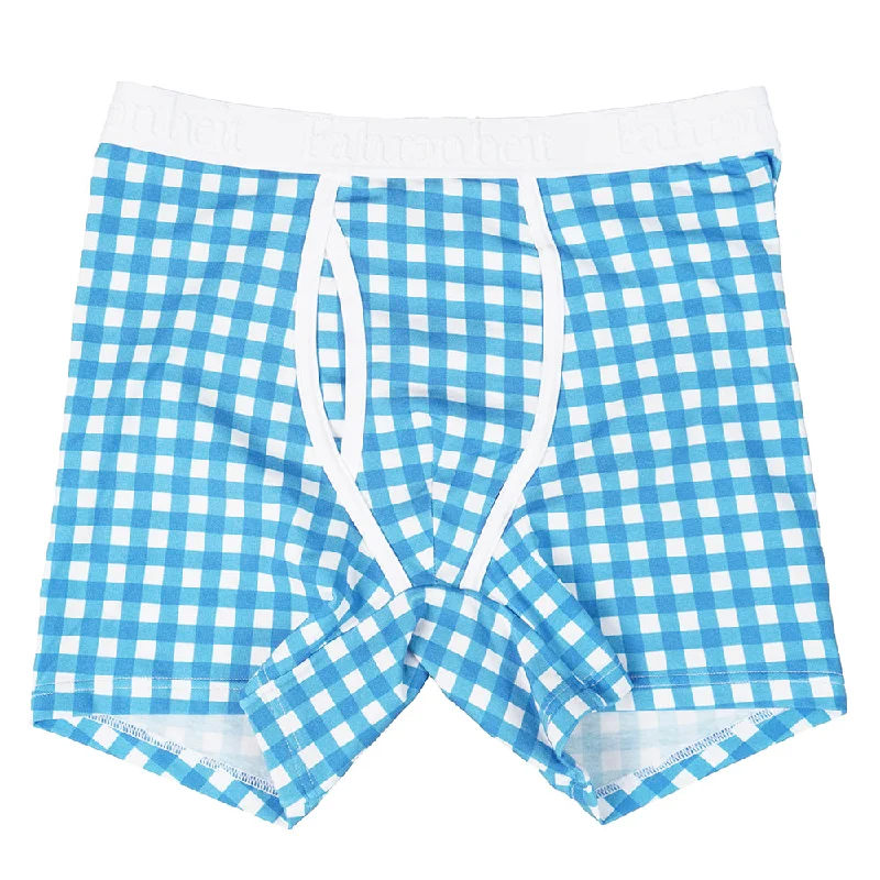 Men’s quick-dry cotton-blend boxers-Newman Boxer Brief | Blue Gingham