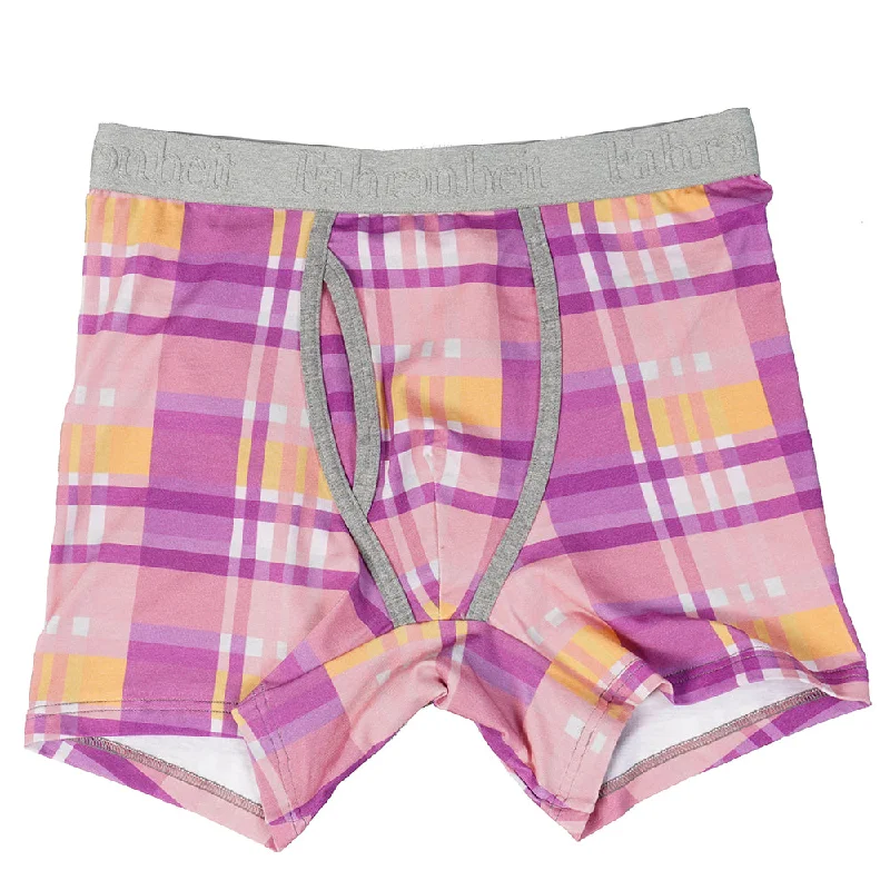 Men’s lightweight microfiber briefs-Newman Boxer Brief | Plaid Purple/Grey