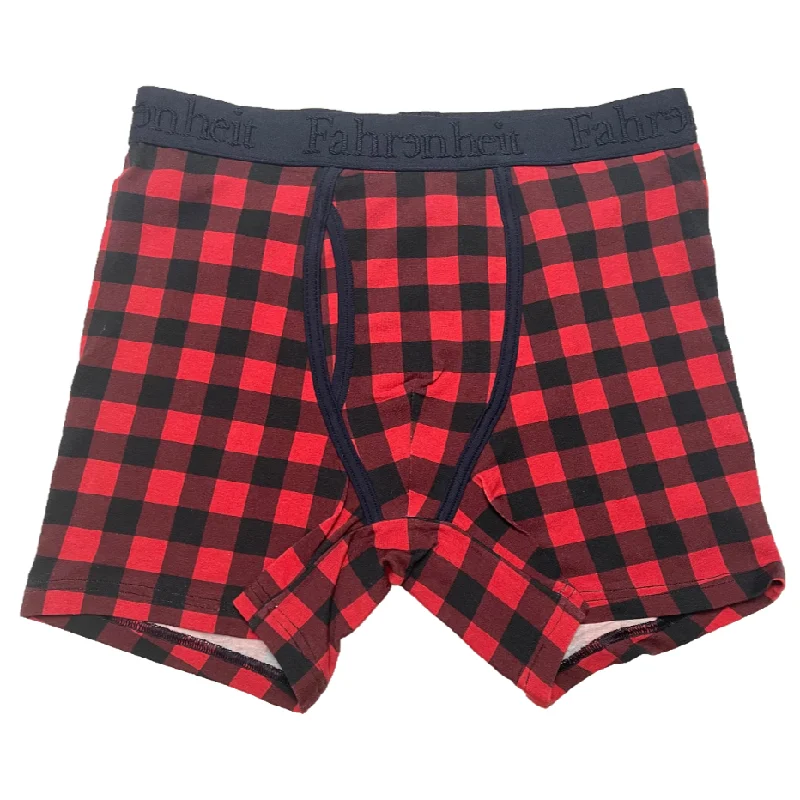 Men’s stretchy microfiber boxers-Newman Boxer Brief/ Red Buffalo Check