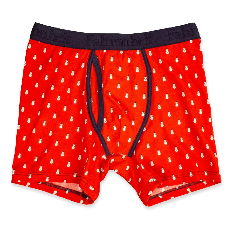 Men’s breathable jersey trunks-Newman Boxer Brief | Snowman Red/Multi