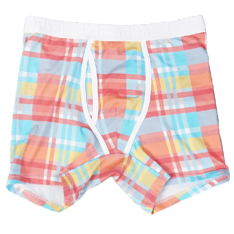 Men’s anti-slip cotton trunks-Newman Boxer Brief | Summer Plaid