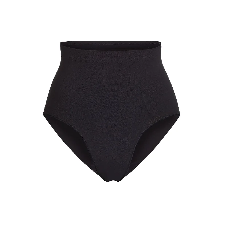 Women’s breathable thong panties-SCULPTING MID WAIST BRIEF | ONYX