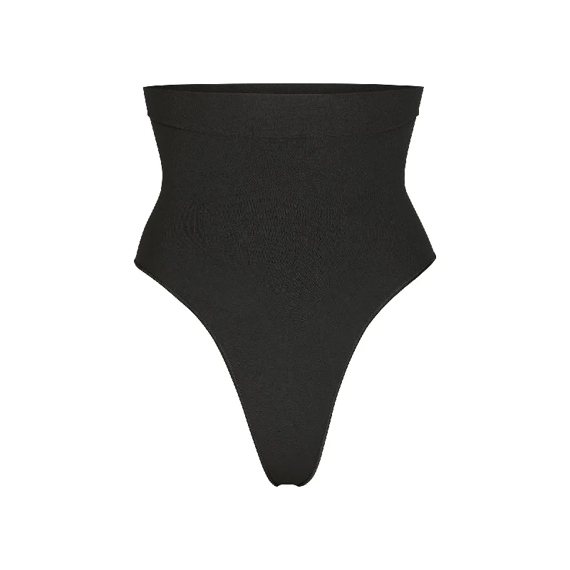 Women’s smooth seamless thong-SCULPTING MID WAIST THONG | ONYX