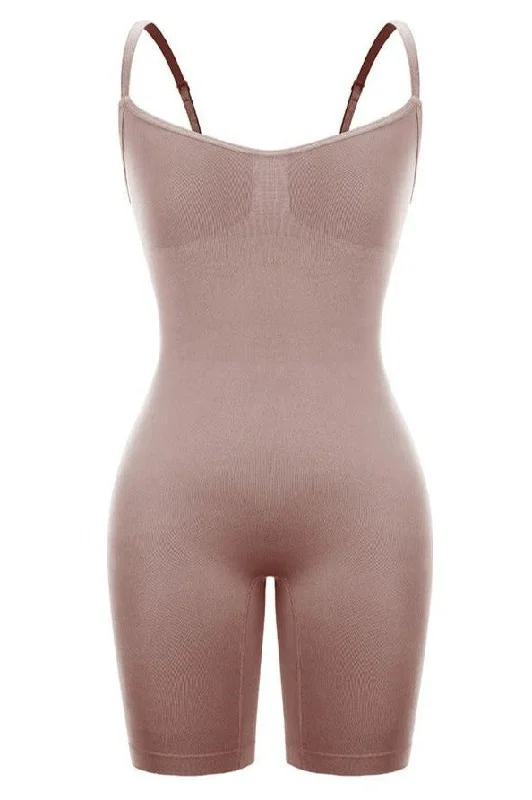 Women’s seamless laser-cut panties-One Piece Bodysuit Shapewear - Mid Thigh