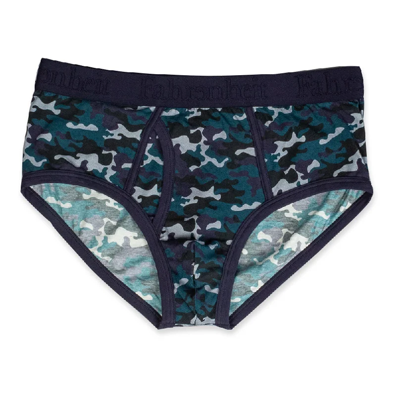 Men’s low-rise microfiber boxers-Wayne Brief | Blue Camouflage