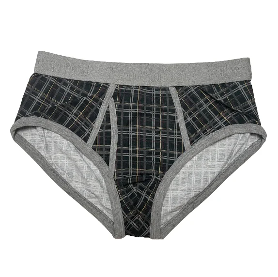 Men’s lightweight microfiber briefs-Wayne Brief/ Green Plaid