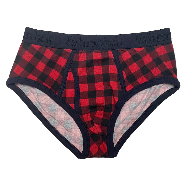 Men’s quick-dry performance trunks-Wayne Brief/ Red Buffalo Check