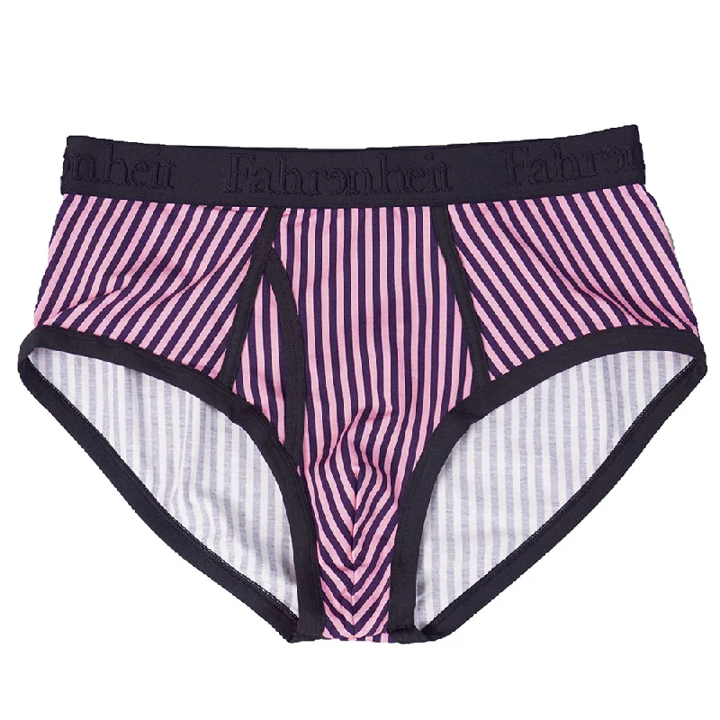 Men’s breathable cotton briefs-Wayne Brief | Vertical Stripe Pink/Navy