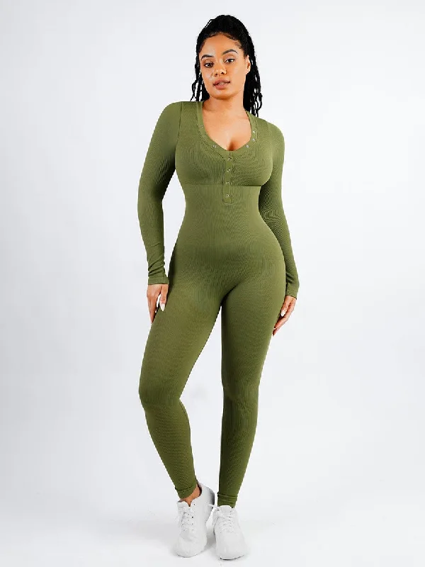 Women’s lightweight mesh bikini-V-neck Seamless Tummy Control Jumpsuit